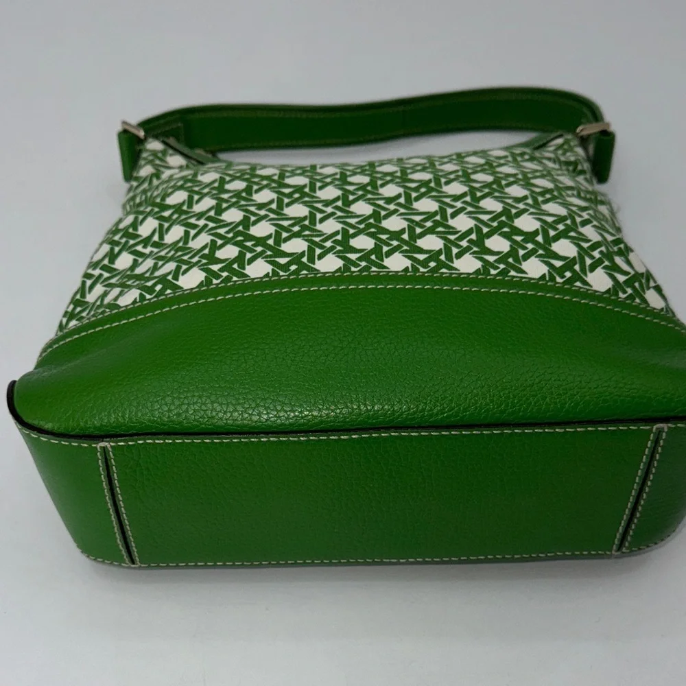 UEC Kate spade canvas & leather Green and White Patterned Women's Bag w/ duster